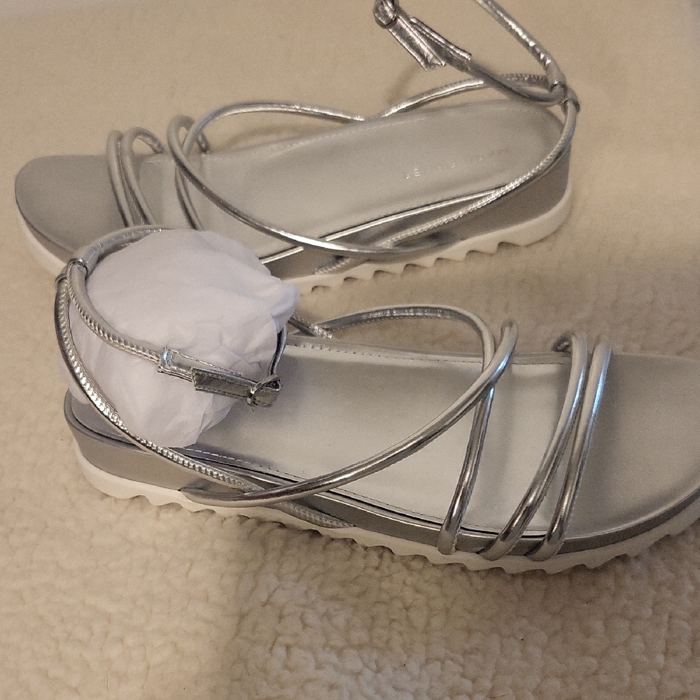 Marc Fisher Metallic Silver Strappy Sandals